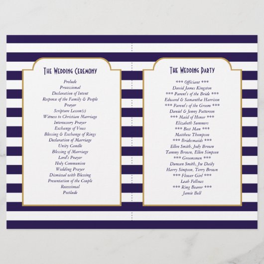 Nautical Navy & White Stripe Anchor Wedding (Achterkant)