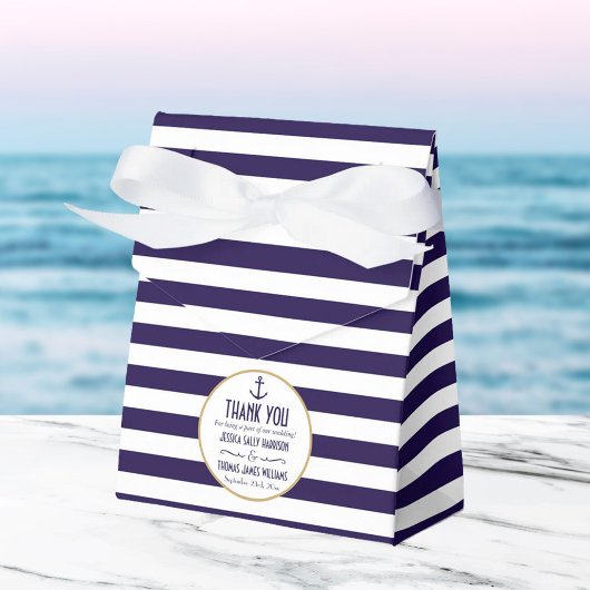 Nautical Navy & White Stripe Anchor Wedding Bedankdoosjes