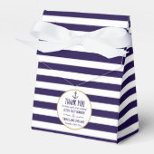 Nautical Navy & White Stripe Anchor Wedding Bedankdoosjes (Voorkant Zijde)