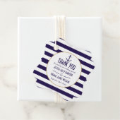 Nautical Navy & White Stripe Anchor Wedding Bedankjes Labels (In situ)