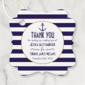 Nautical Navy & White Stripe Anchor Wedding Bedankjes Labels (Voorkant)