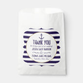 Nautical Navy & White Stripe Anchor Wedding Bedankzakje (Voorkant)