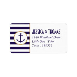Nautical Navy & White Stripe Anchor Wedding Etiket