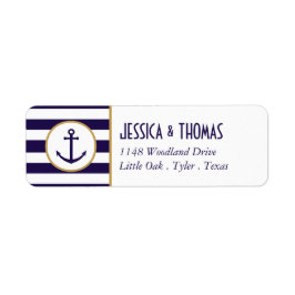 Nautical Navy & White Stripe Anchor Wedding Etiket