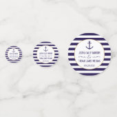 Nautical Navy & White Stripe Anchor Wedding Favor Confetti (Voorkanten)