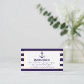 Nautical Navy & White Stripe Anchor Wedding Informatiekaartje (Staand voorkant)