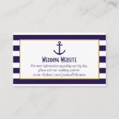 Nautical Navy & White Stripe Anchor Wedding Informatiekaartje (Voorkant)