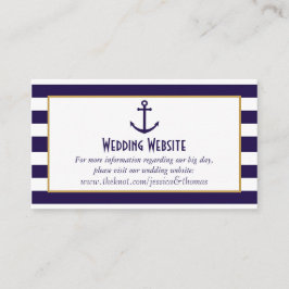 Nautical Navy & White Stripe Anchor Wedding Informatiekaartje