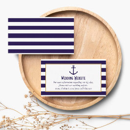 Nautical Navy & White Stripe Anchor Wedding Informatiekaartje