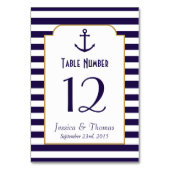 Nautical Navy & White Stripe Anchor Wedding Kaart (Voorkant)