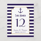 Nautical Navy & White Stripe Anchor Wedding Kaart (Voorkant)