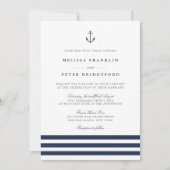 Nautical Navy & White Stripe Anchor Wedding Kaart (Voorkant)