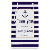 Nautical Navy & White Stripe Anchor Wedding Klein Cadeauzakje (Voorkant)