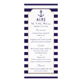 Nautical Navy & White Stripe Anchor Wedding Menu (Voorkant)