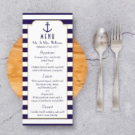 Nautical Navy & White Stripe Anchor Wedding Menu