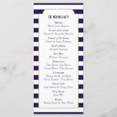 Nautical Navy & White Stripe Anchor Wedding Programmakaart (Achterkant)