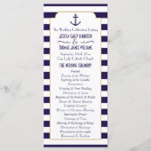 Nautical Navy & White Stripe Anchor Wedding Programmakaart (Voorkant)