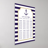 Nautical Navy & White Stripe Anchor Wedding Real Folie Afdrukken (Laagn)
