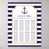 Nautical Navy & White Stripe Anchor Wedding Real Folie Afdrukken (Voorkant)