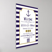Nautical Navy & White Stripe Anchor Wedding Real Folie Afdrukken (Laagn)