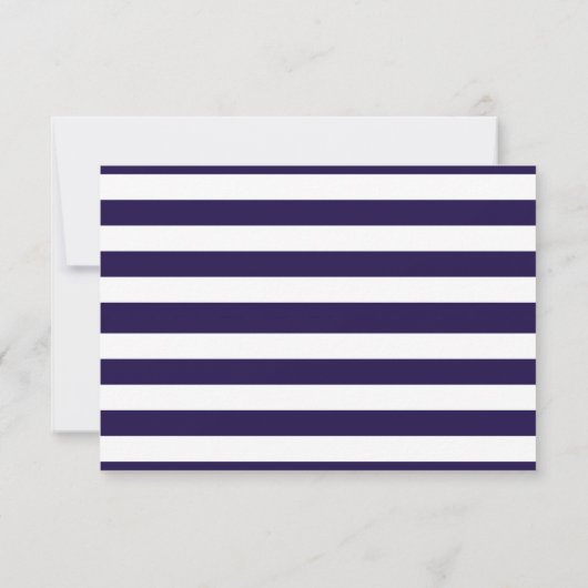 Nautical Navy & White Stripe Anchor Wedding RSVP (Achterkant)