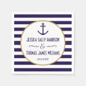 Nautical Navy & White Stripe Anchor Wedding Servetten (Voorkant)