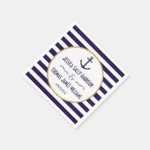 Nautical Navy & White Stripe Anchor Wedding Servetten (Hoek)