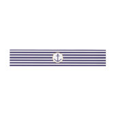Nautical Navy & White Stripe Anchor Wedding Uitnodigingen Wikkel (Vlak)