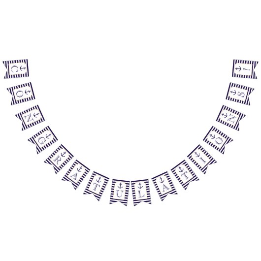 Nautical Navy & White Stripe Anchor Wedding Vlaggetjes (Alle)