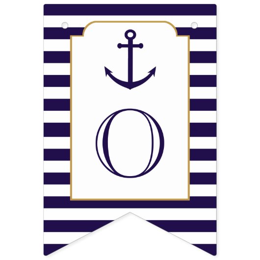 Nautical Navy & White Stripe Anchor Wedding Vlaggetjes (Tweede vlag)