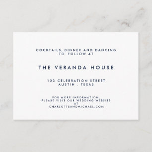 Nautical Navy   White Stripe Modern Wedding Insert Informatiekaartje