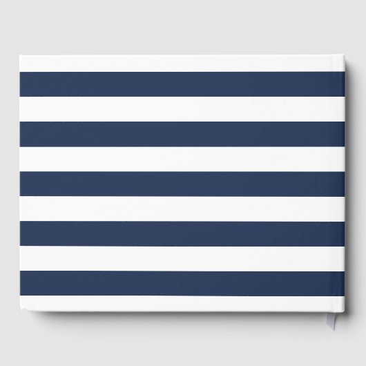 Nautical Navy & White Stripe Wedding Gastenboek (Achterkant)