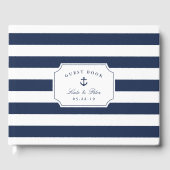 Nautical Navy & White Stripe Wedding Gastenboek (Voorkant)