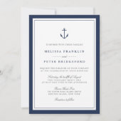 Nautical Navy & White Wedding Invitation | Anchor Kaart (Voorkant)