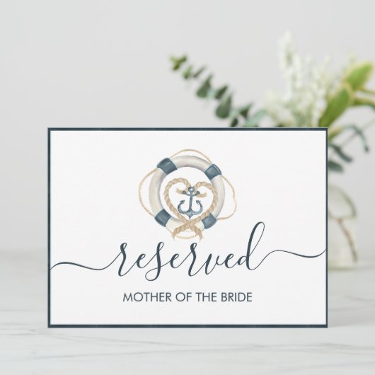 Nautical Navy & White Wedding Reserved Sign (Staand voorkant)