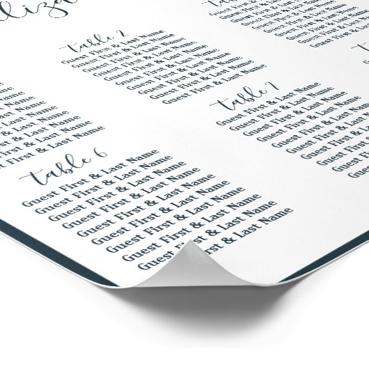 Nautical Navy & White Wedding Table Seating Poster (Hoek)