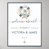 Nautical Navy & White Wedding Welcome Poster (Voorkant)