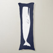 Nautical Navy White Whale & Navy Blue Lichaamskussen (Voorkant Verticaal)