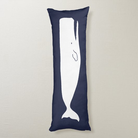 Nautical Navy White Whale & Navy Blue Lichaamskussen (Achterkant (Verticaal))
