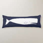 Nautical Navy White Whale & Navy Blue Lichaamskussen (Voorkant)