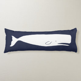 Nautical Navy White Whale & Navy Blue Lichaamskussen