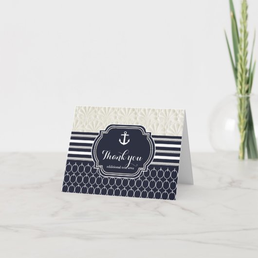 Nautical Navy & Witte Elegante Strand Bedankt (Voorkant)