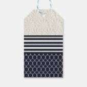 Nautical Navy & Witte Elegante Strand Bruiloft Cadeaulabel (Achterkant)