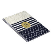 Nautical Navy & Witte Elegante Strand Bruiloft Notitieboek (Rechterzijde)