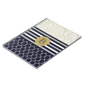 Nautical Navy & Witte Elegante Strand Bruiloft Notitieboek (Linkerzijde)