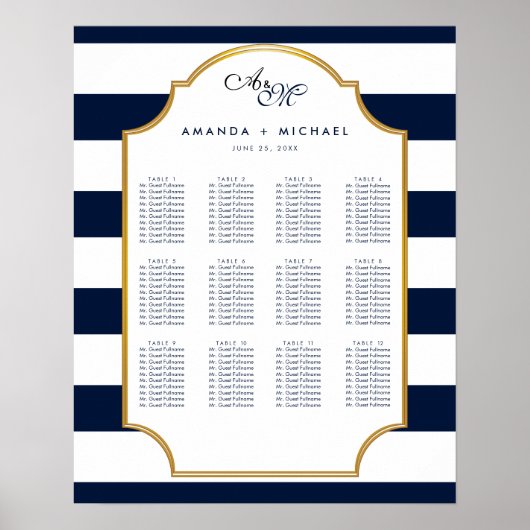 Nautical Navy | Witte weddenschappen Poster (Voorkant)