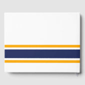 Nautical Navy Yellow Edge Racing Stripes op wit Gastenboek (Achterkant)