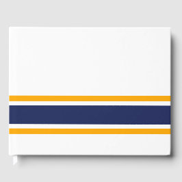 Nautical Navy Yellow Edge Racing Stripes op wit Gastenboek