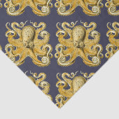 Nautical Navy & Yellow Octopus Tissuepapier (Detail)