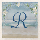 Nautical Net en Flowers and Monogram Glazen Onderzetter (Voorkant)